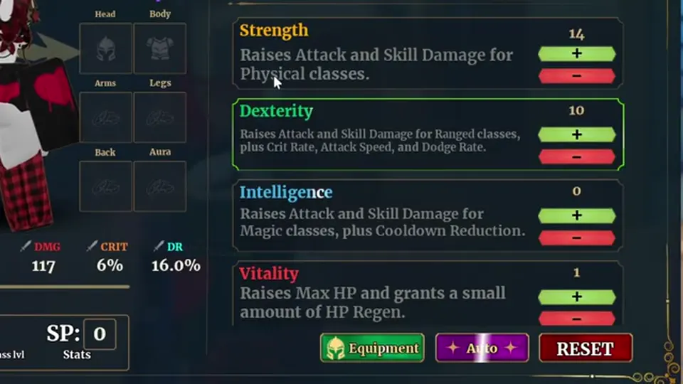 Dungeon Lootr Strength Dexterity Intelligence Vitality panel
